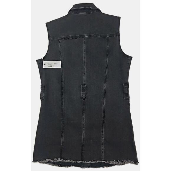 TRIBAL JEANS ~Woman Size SPetite~ Black Denim Jean Jacket Vest Stretch NWT $144. - Picture 3 of 14